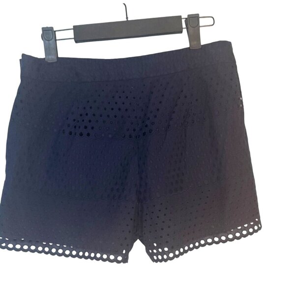 J. Crew Size 4 Navy Blue Eyelet Cotton Shorts - Picture 3 of 11